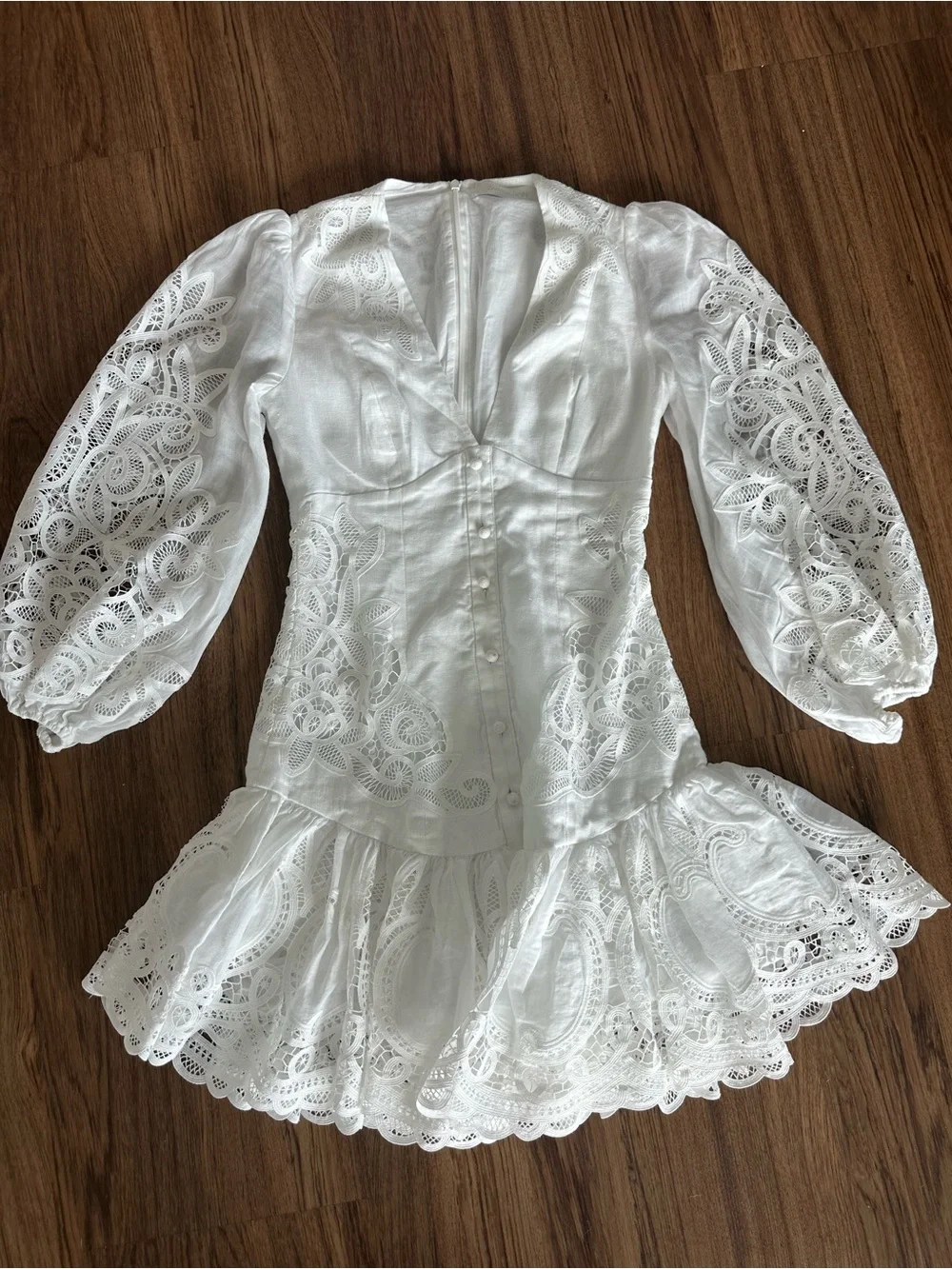Zimmermann White Embroidered Eyelet Mini Dress - Picture 2 of 3